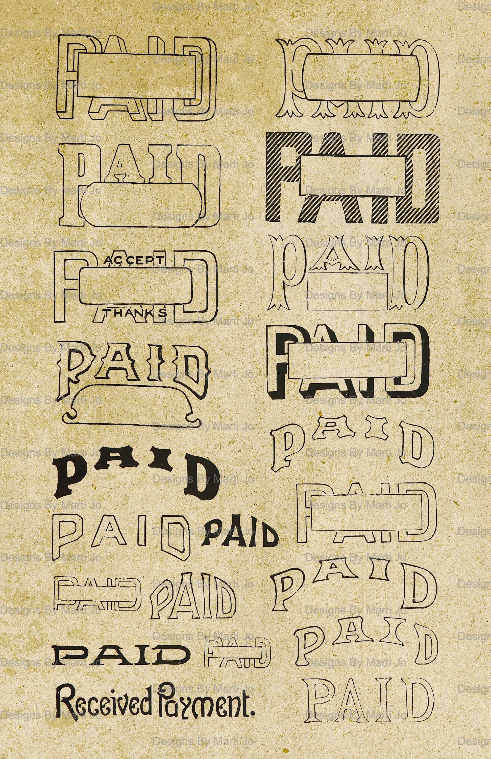 Vintage Rubber Stamp Overlays Set 2 | 8 Pages of Unique Business Stamps ...