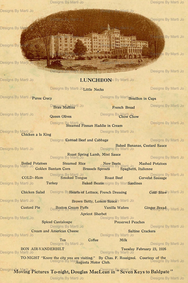 Vintage 1920s Restaurant Menus Bundle | Printable Ephemera Pack ...