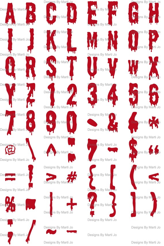 その他 Bloody Letter Dripping Bloody Font PNG Files | Printable Bloody Letters