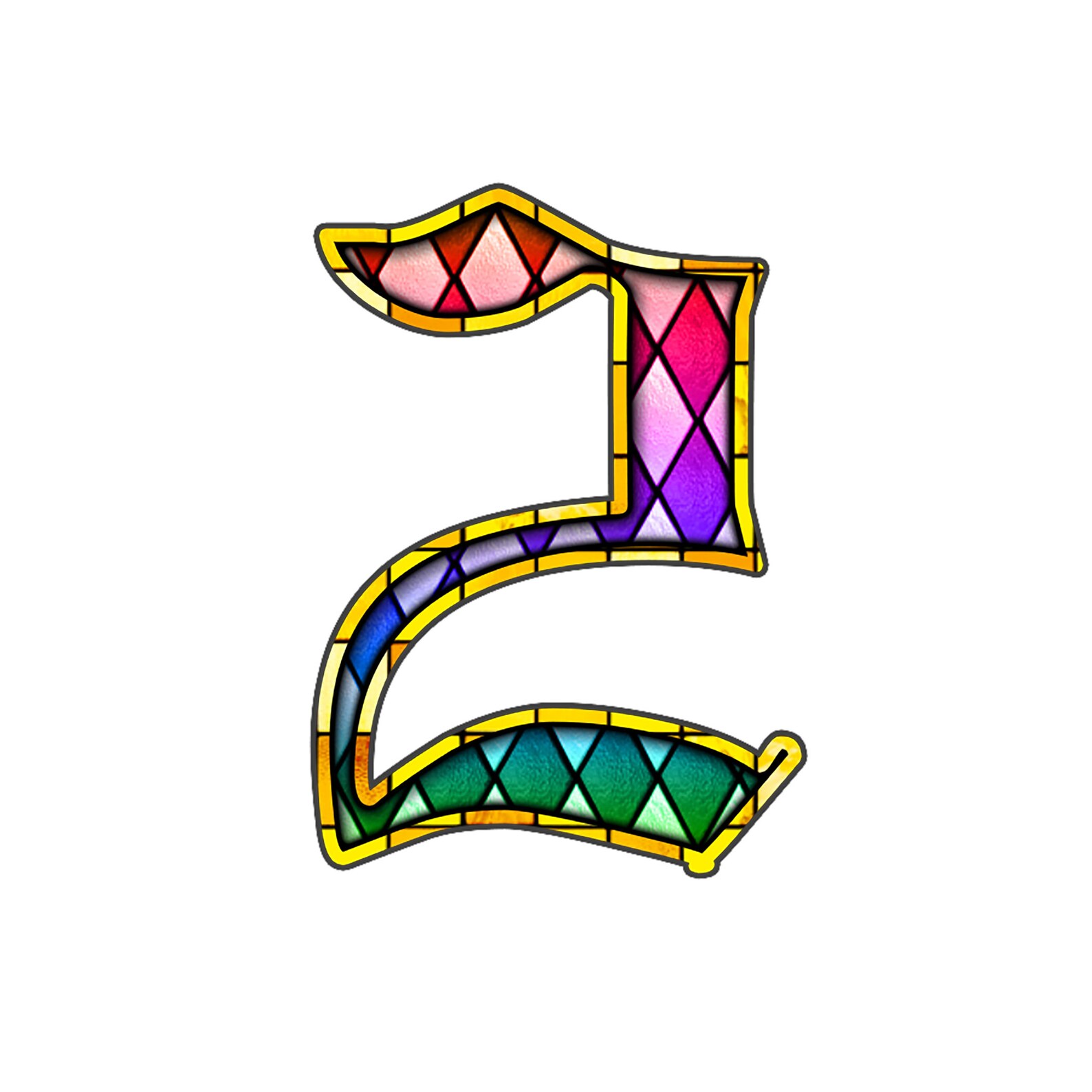 Stained Glass Old English Script Letters Distressed Letters Etsy