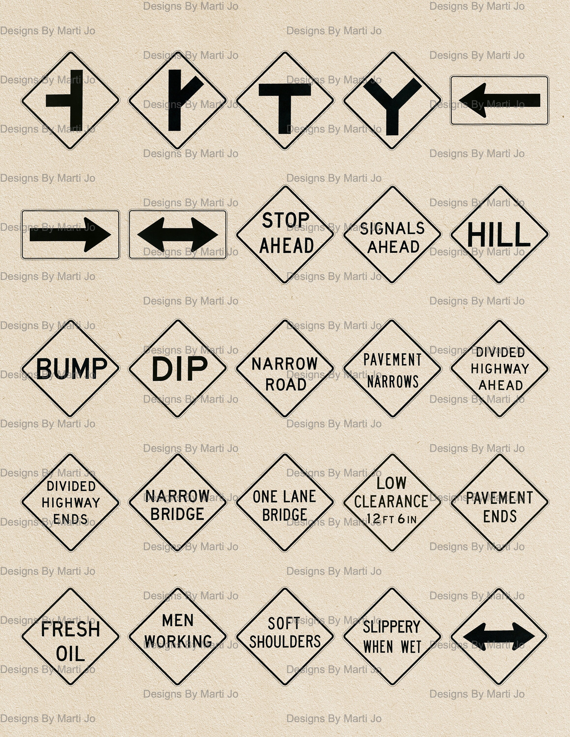 100 Vintage US Traffic Signs From 1948 | Antique Street Signs PNG