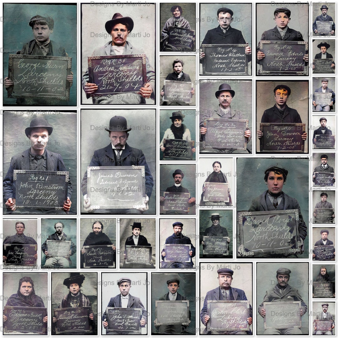 Vintage Mug Shots Clipart Set 1 | 35 Printable Vintage Colorized ...