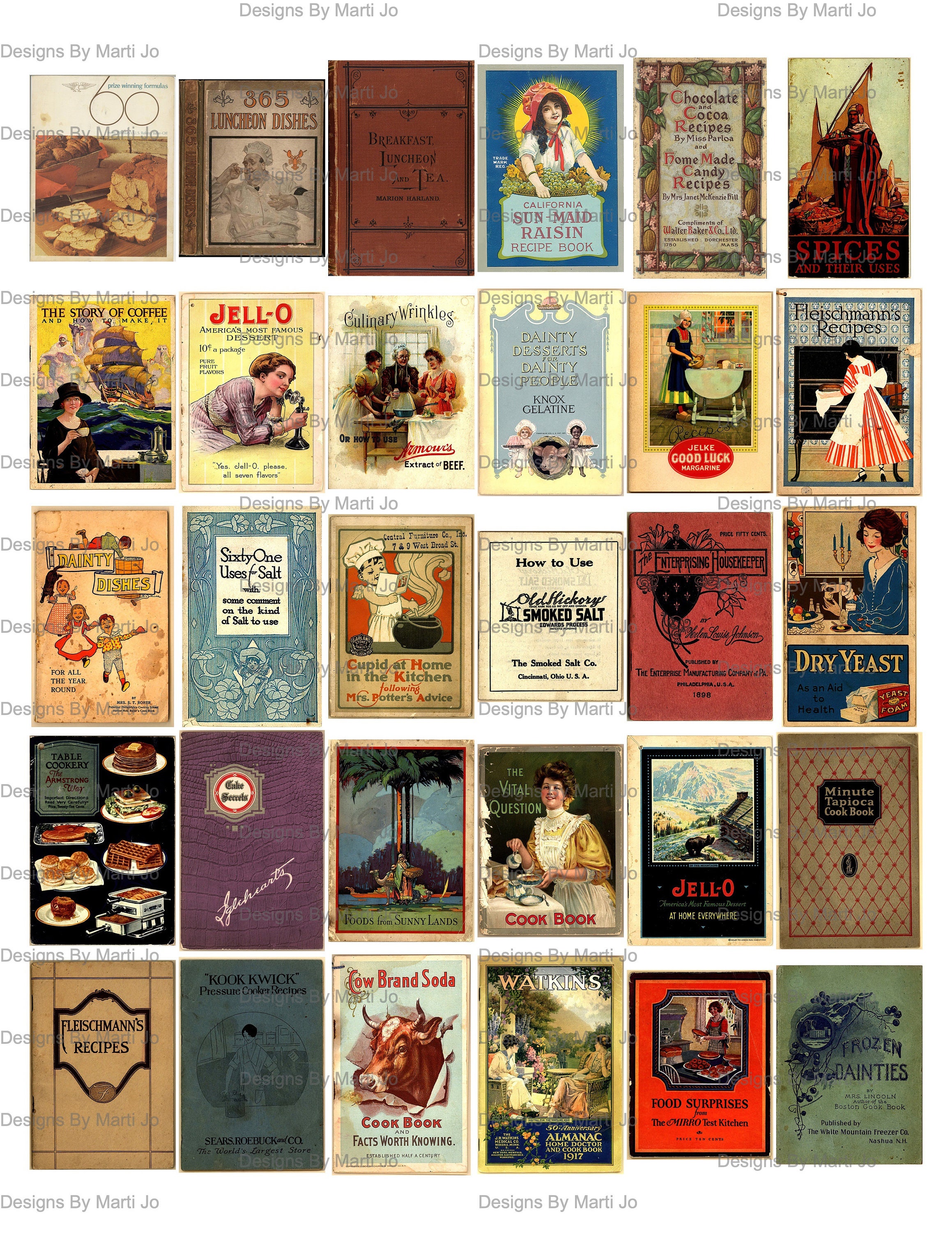 Vintage Cookbook Covers | 60 Vintage Covers on Two 8.5 X 11 JPG and PDF ...