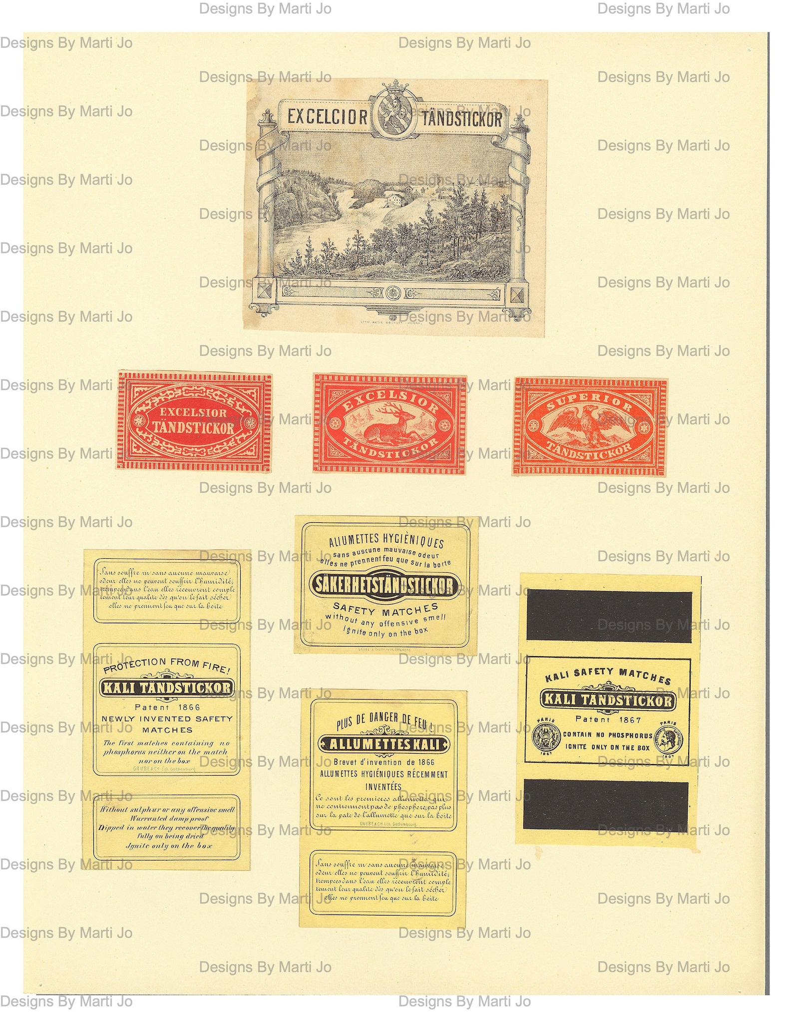 Matchbox Label Rare Match Box Templates | 20 8.5 X 11 Inch Antique Swedish Matchbox ...
