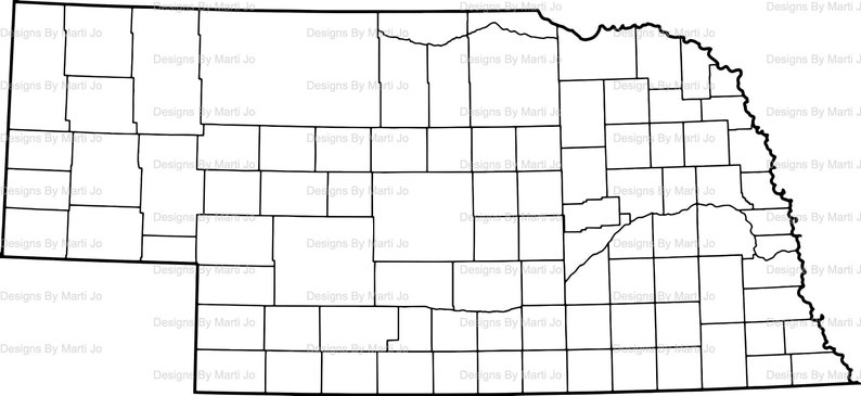 Digital Download PDF Printable NE County Map Printable Nebraska Map