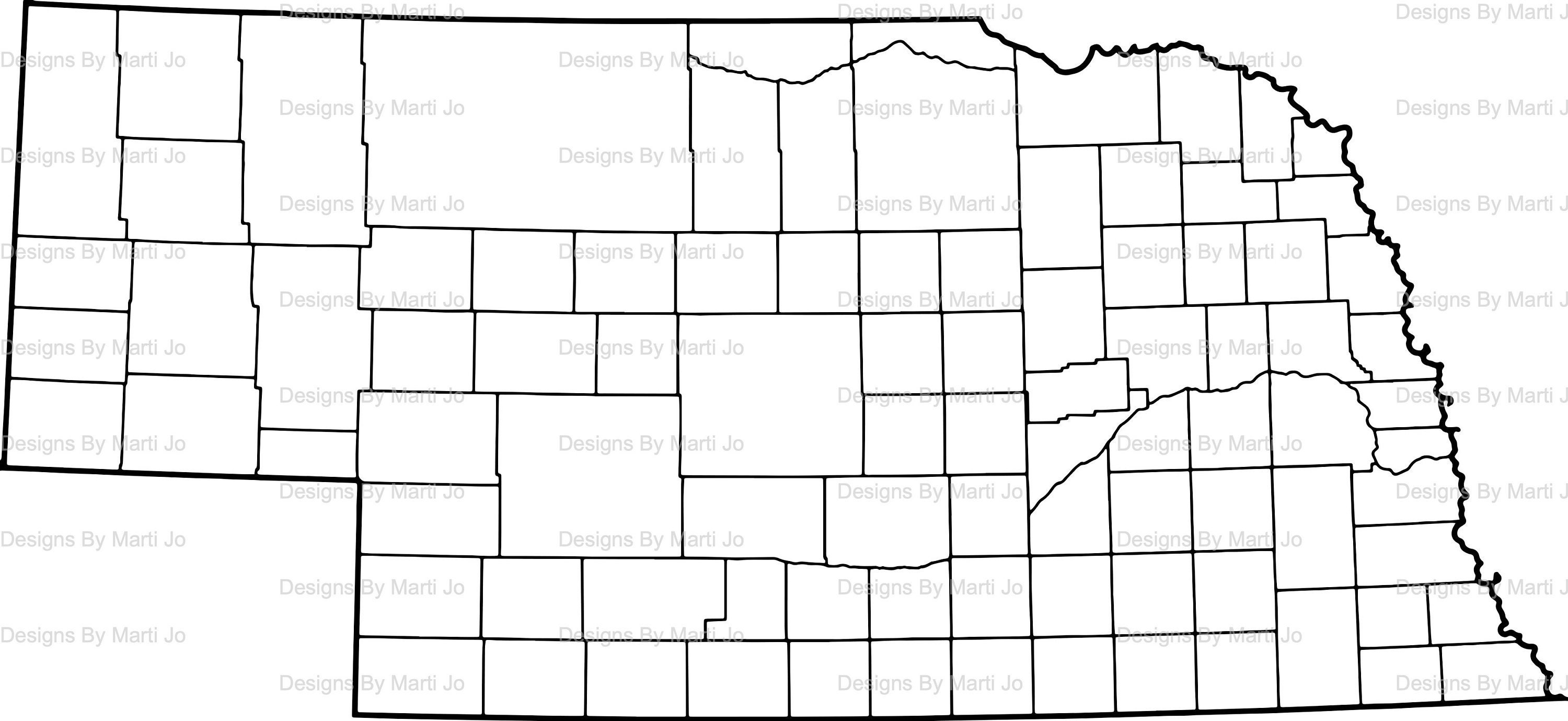Nebraska County Map With Cities Printable Nebraska Map Printable Ne County Map Digital | Etsy Canada