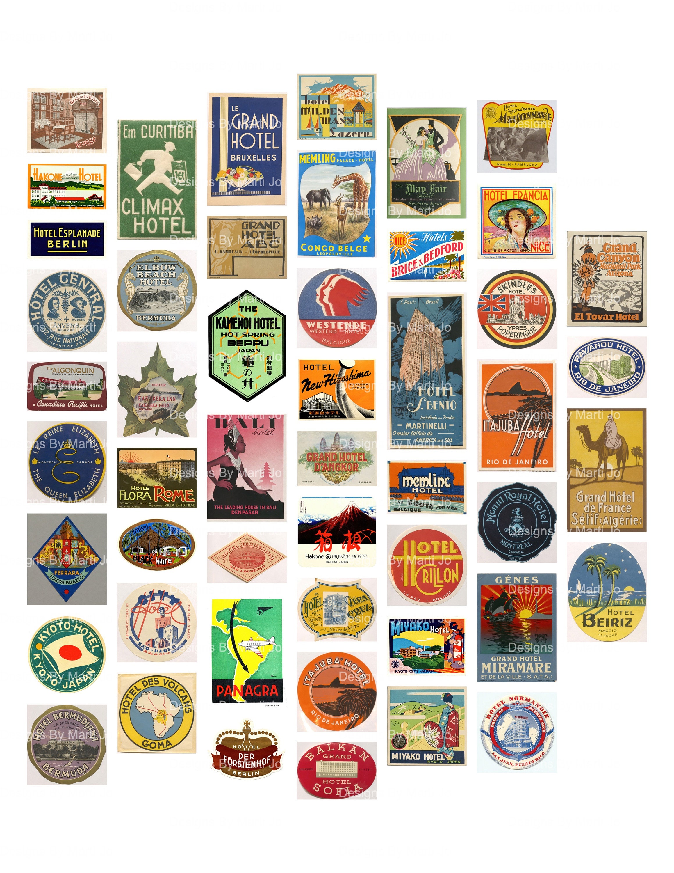 Printable Miniature Vintage Luggage Labels Super Bundle 200 - Etsy