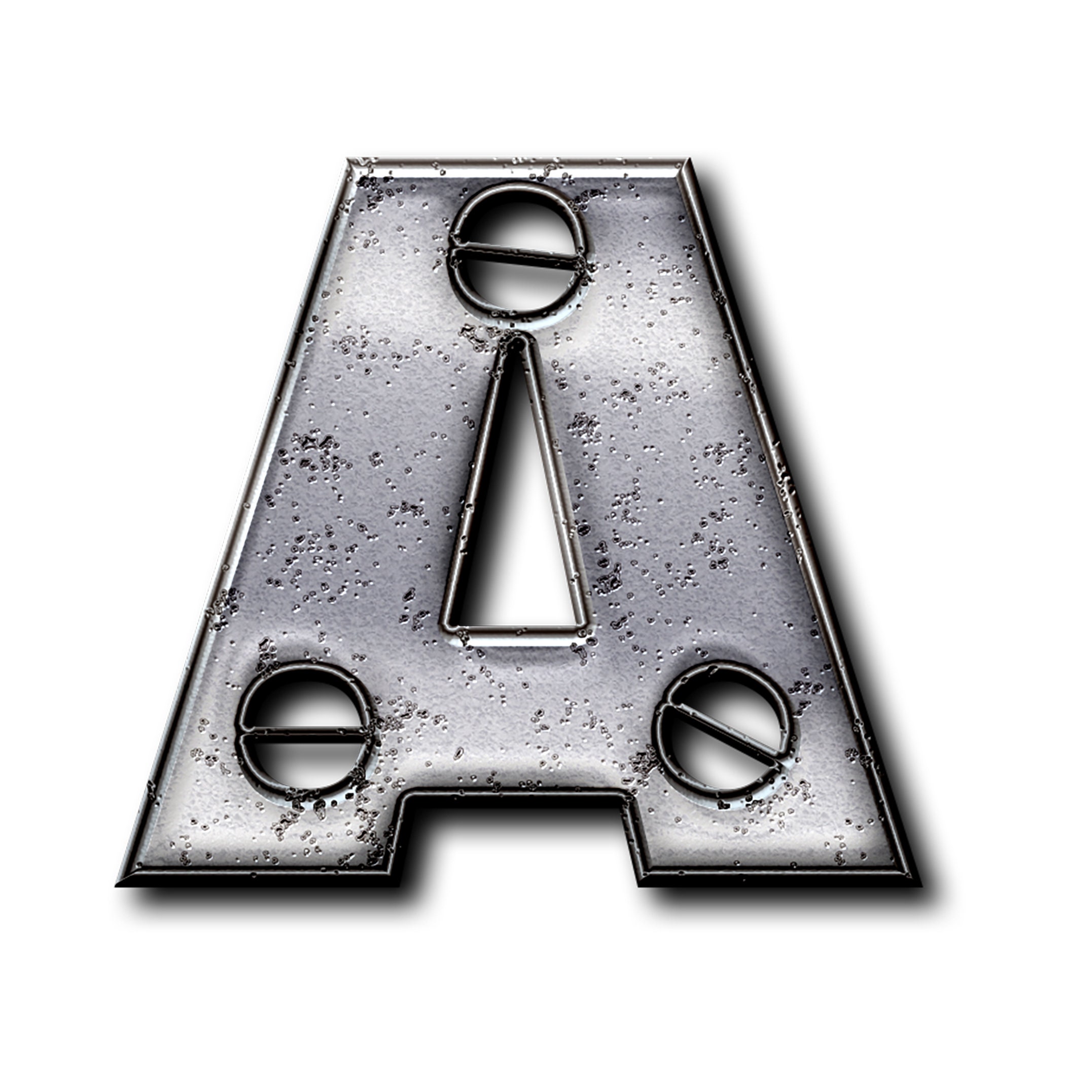 Metal Plate Letters Digital Clipart | Printable Distressed Chrome Metal ...