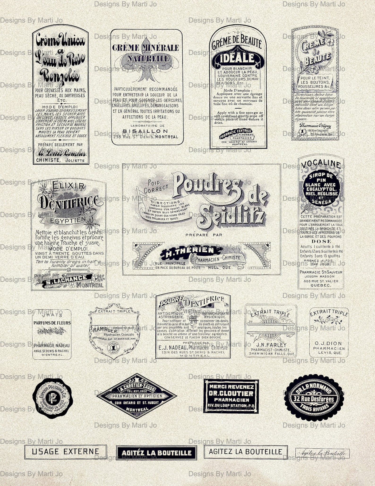 11 Vintage Apothecary Labels Transparent PNG Sheets | Printable Digital ...