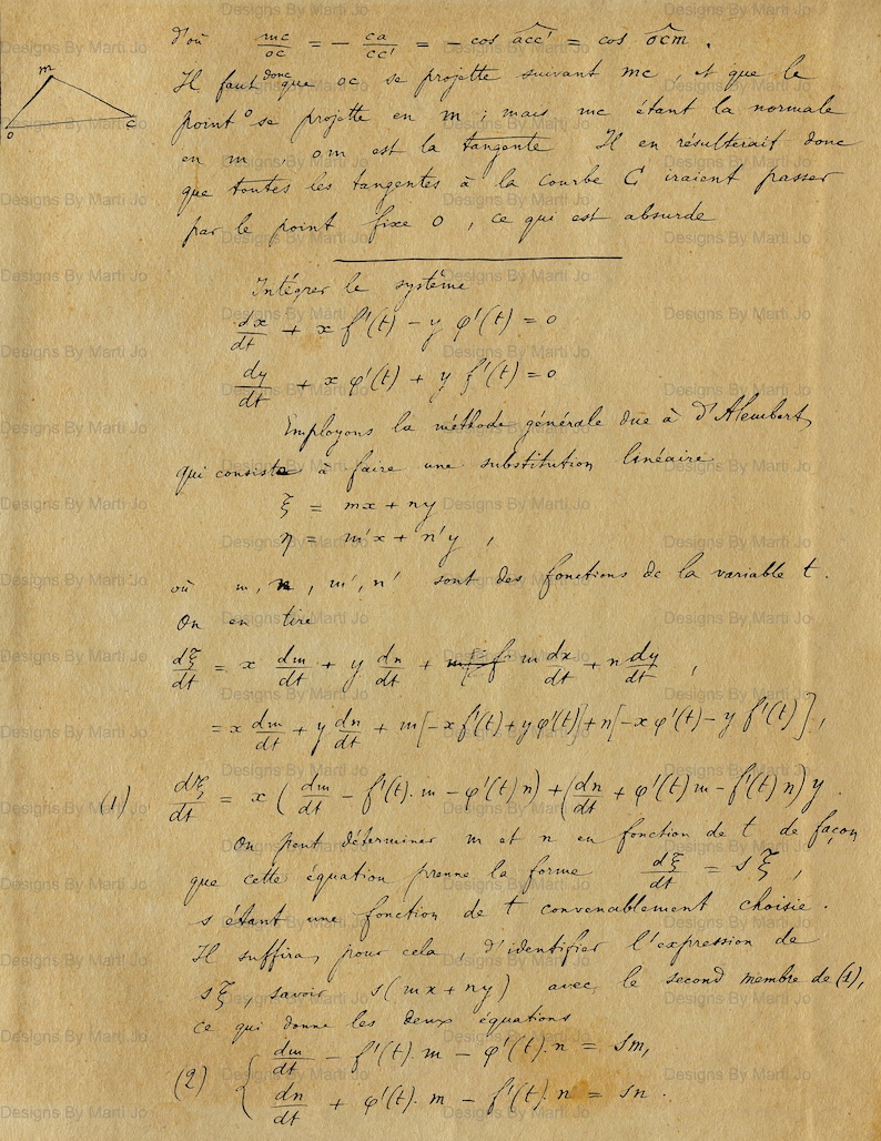 Vintage French Math Notes Overlays | 10 Mathematics Formulas Junk ...