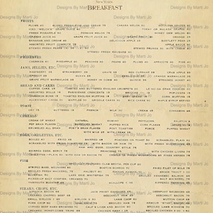 35 Vintage Restaurant Menu JPG Pages With Prices | Printable Antique ...