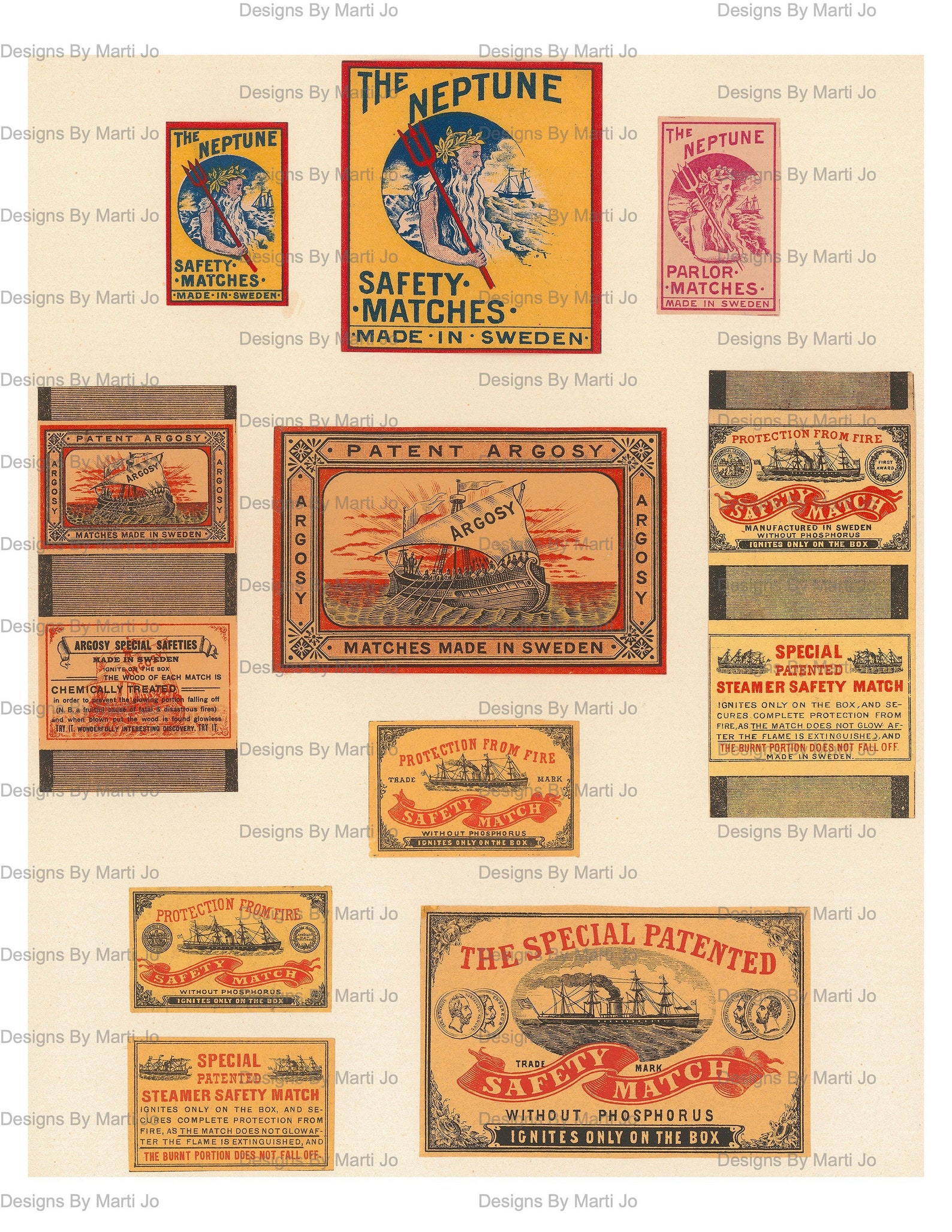 Vintage Match Box Templates 20 8.5 X 11 Inch Antique Swedish Etsy