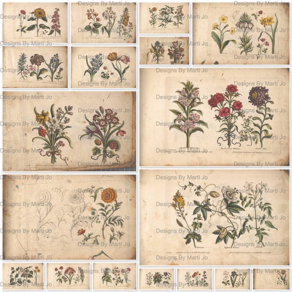 junkjournal【shabby chic petals】 Junk Journal Decorative Floral Pages, Shabby Chic Cut-out