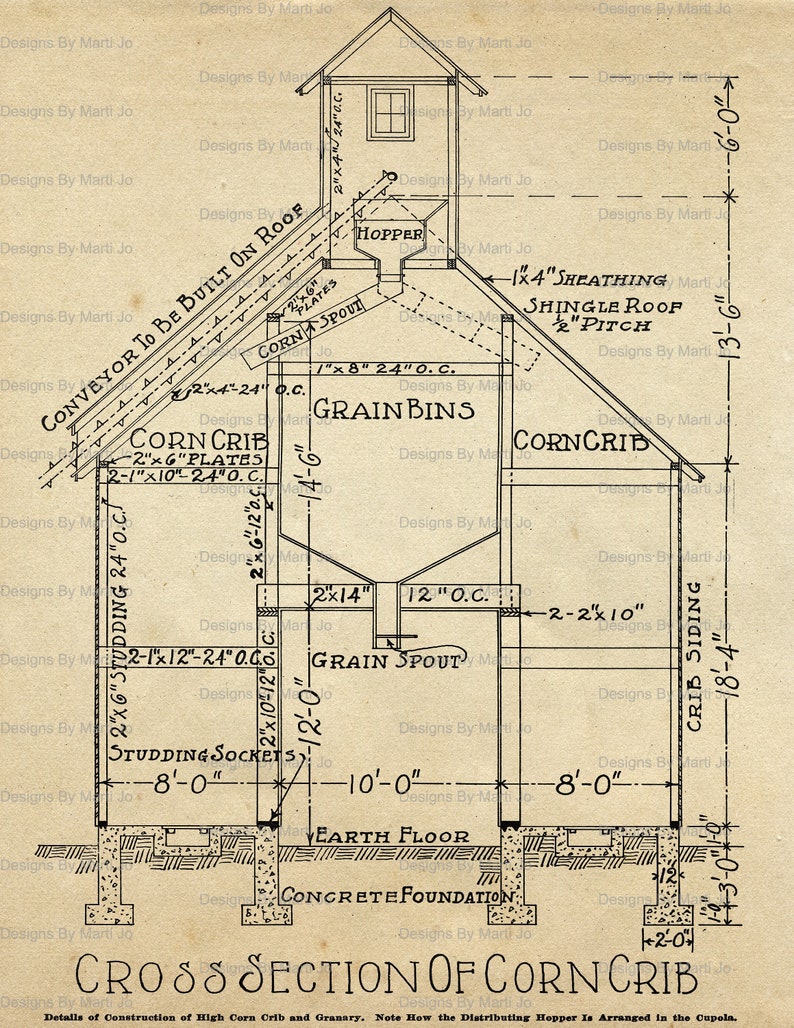 Vintage Barn Architecture Drawings PNG Overlays | 20 Vintage ...