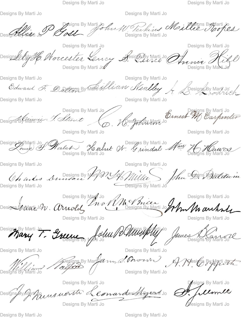 Printable Vintage Signatures 2 | 30 Printable Vintage Signed Names ...