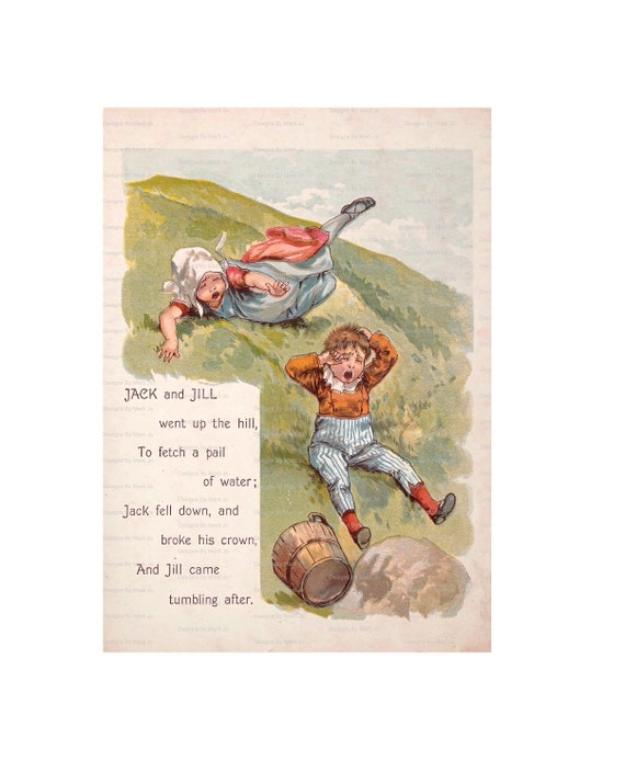 Jack And Jill Mother Goose Nursery Rhyme Printable Nursery Etsy Jack And Jill Mother Goose Nursery Rhyme Printable Nursery Etsy