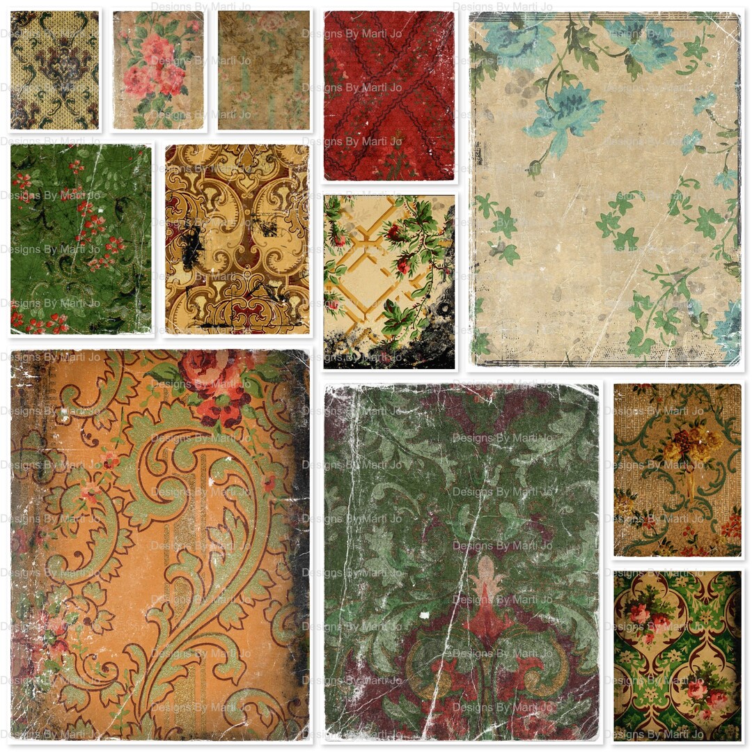Printable Shabby Chic Wallpaper Patterns Set 2 12 Distressed Vintage