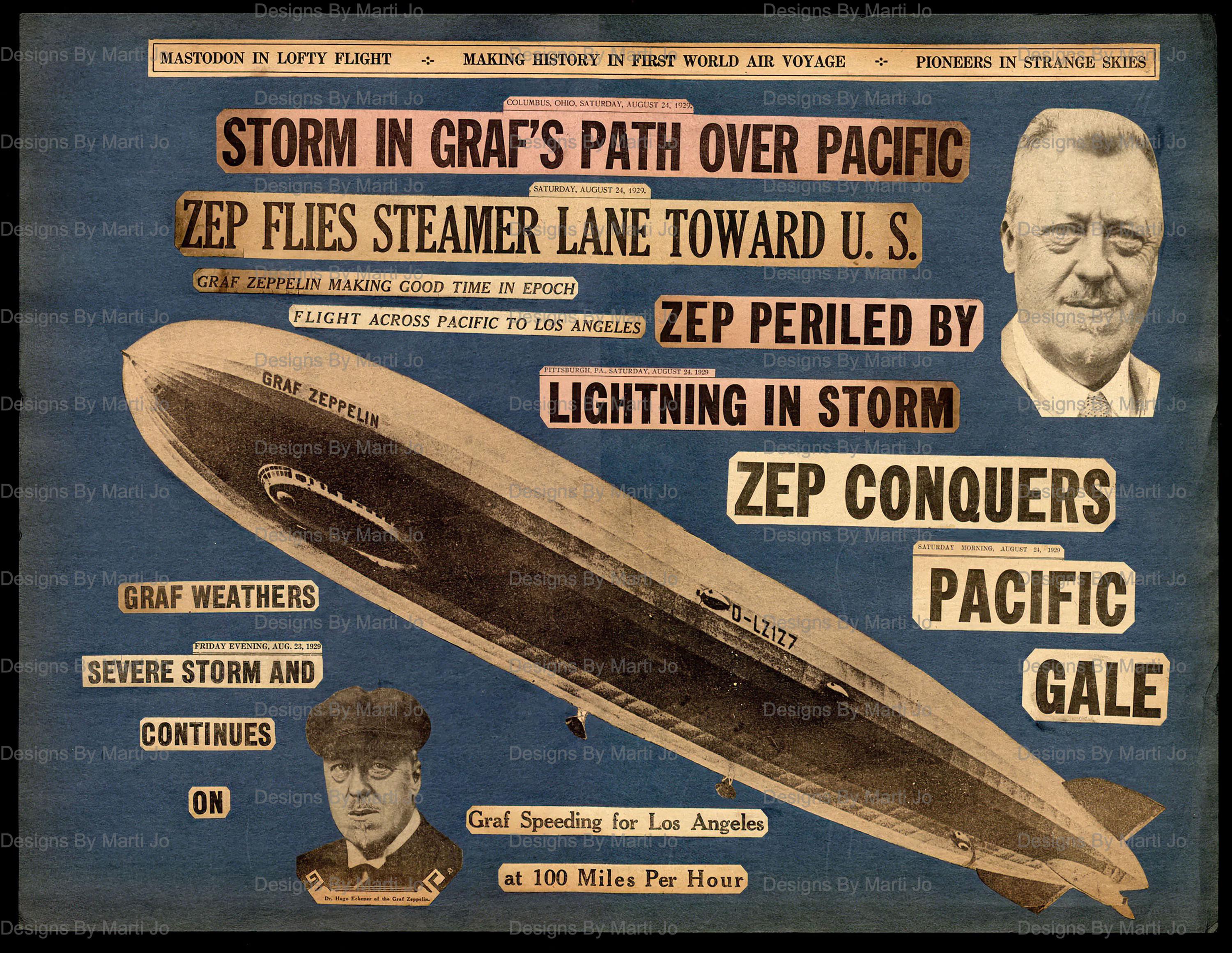 Vintage Zeppelin Scrapbook Pages – 25 Airship Collage Sheets (digital ...