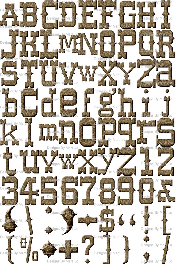 Western Alphabet Digital Clipart Wild West Printable Etsy