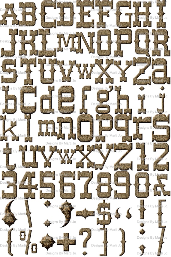 Western Alphabet Digital Clipart Wild West Printable Etsy