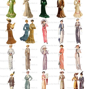 MASSIVE Vintage Fashion Images Super Bundle 160 Printable Antique Women's Fashion Images on 8 ...