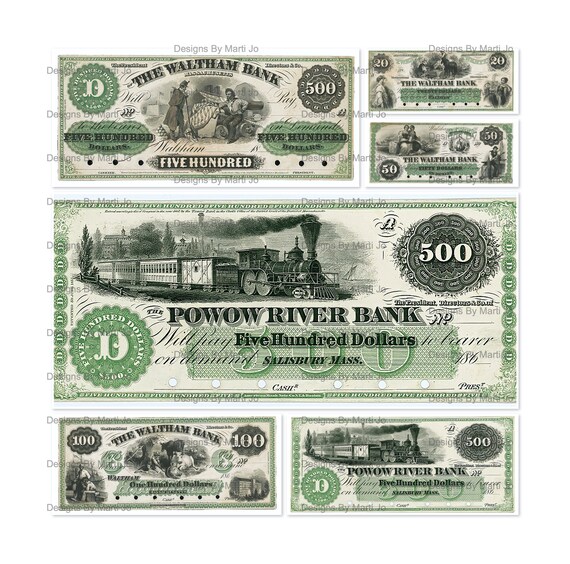 Vintage Bank Notes Printable Vintage Ephemera Vintage | Etsy UK