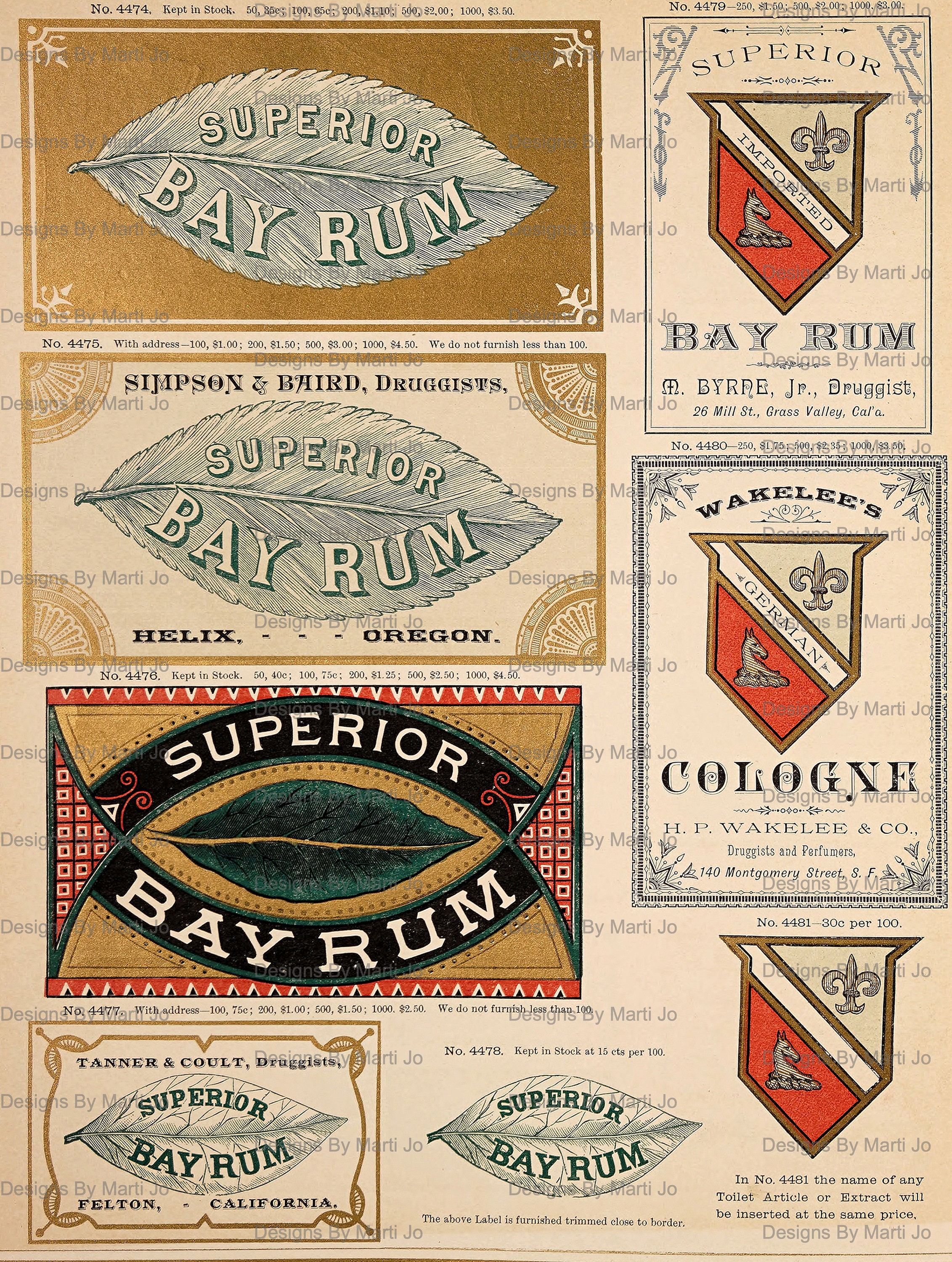 「綿画紙」 アルバーンノックス4点セット 10 Vintage Apothecary Label Sheets Set 4 | Printable Digital