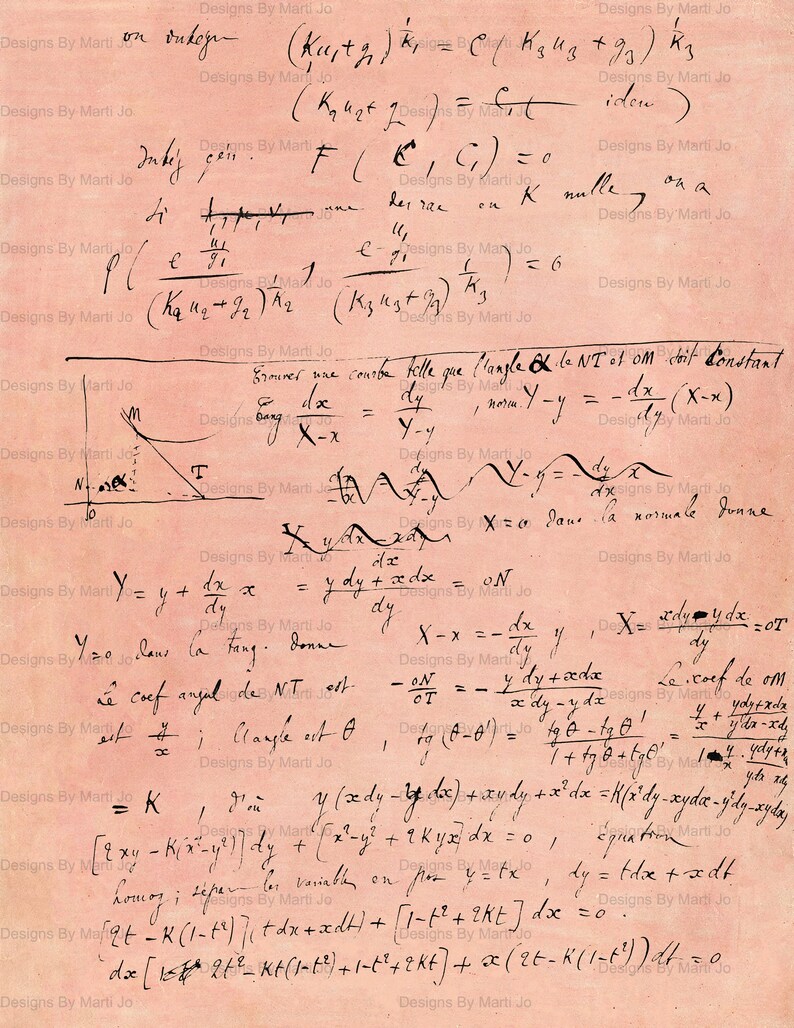 Math Problems Overlay Vintage French Math Notes Overlays | 10 Mathematics Formulas Junk ...