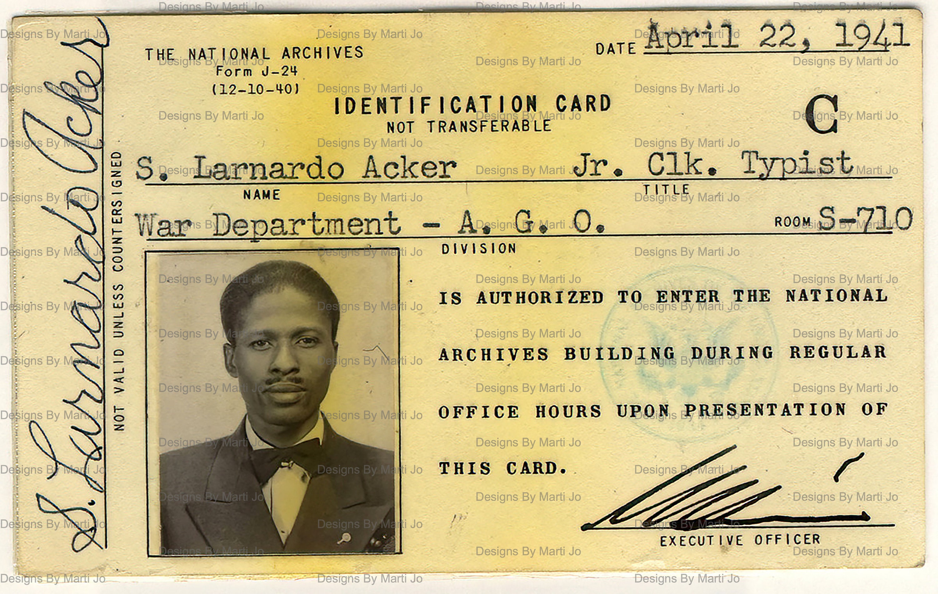 Vintage 1941 National Archives Identity Cards Set 1 | 50 Printable