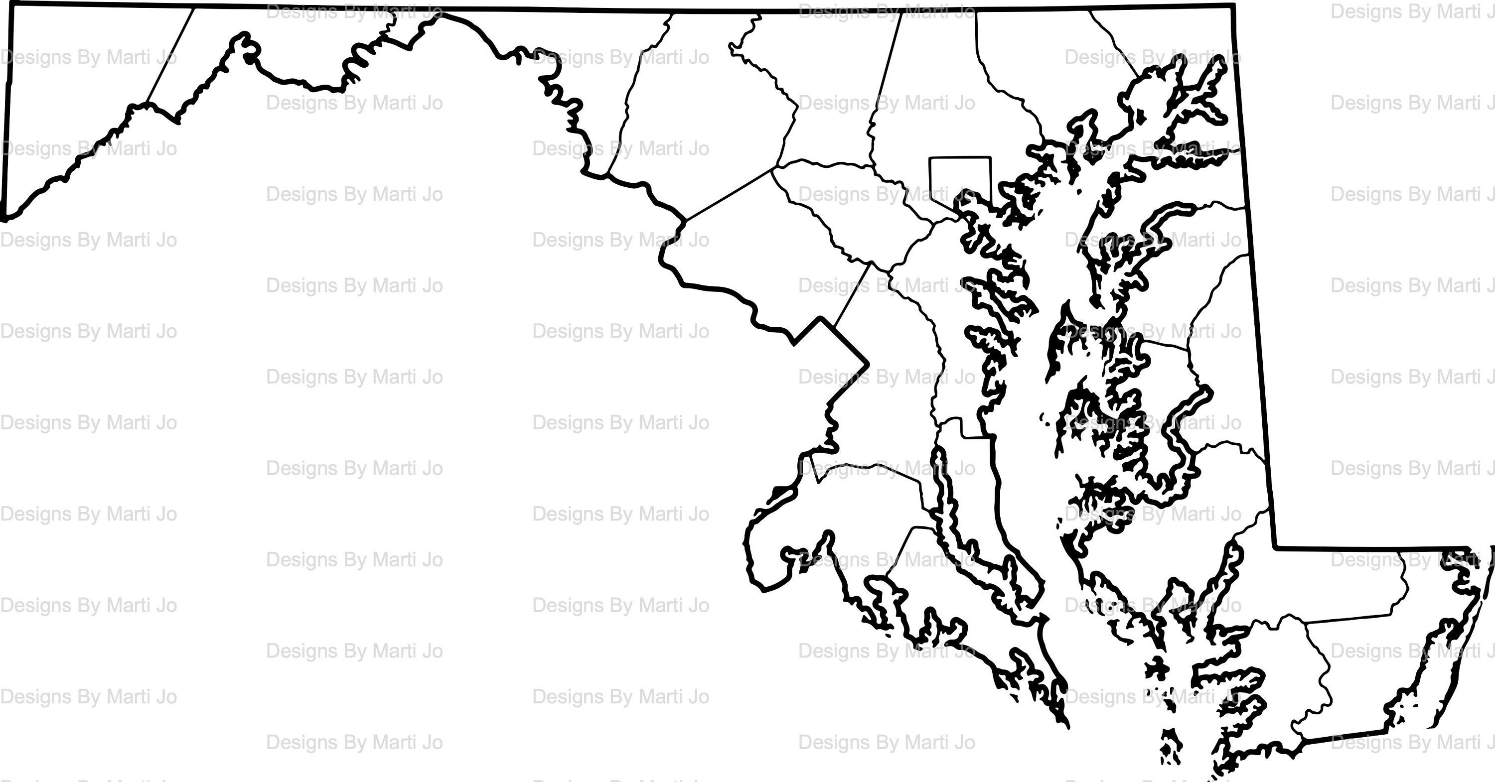 Printable Maryland Map Printable MD County Map Digital | Etsy