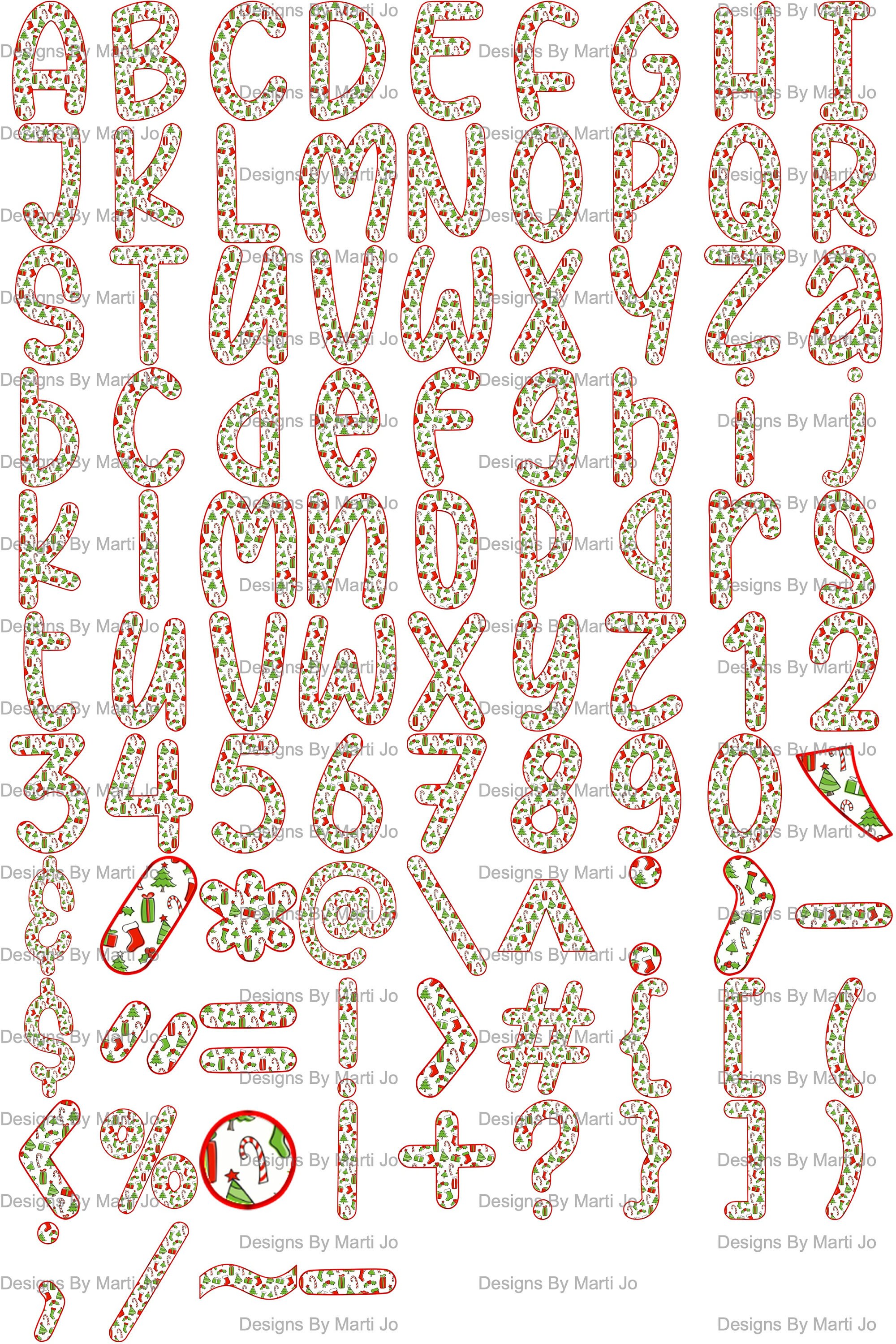 Christmas Letters Clipart Printable Holiday Alphabet | Etsy