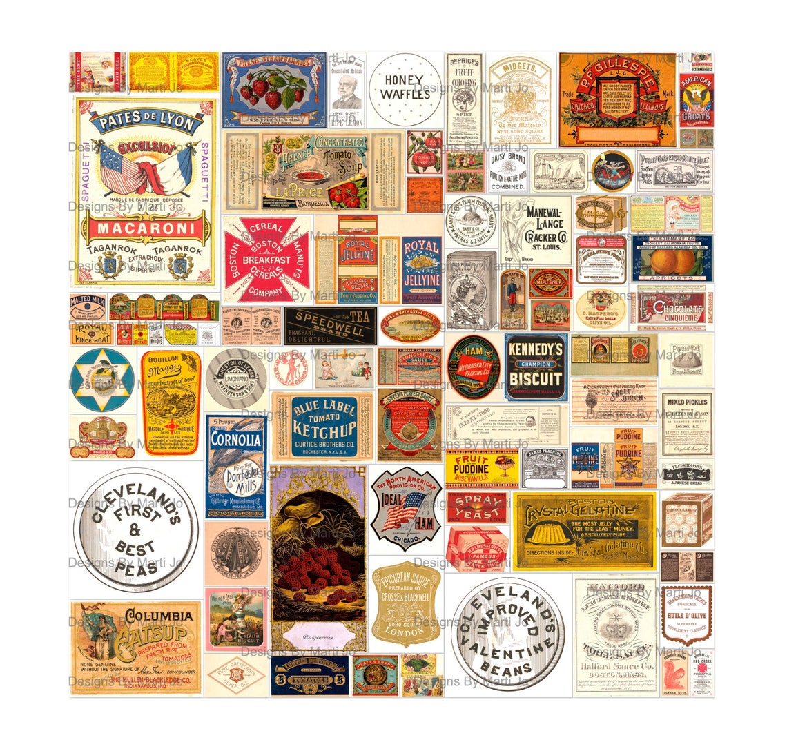 Vintage Food Labels Kit 85 Printable Vintage 1890's Food | Etsy