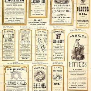 8 Vintage Apothecary Labels Sheets Printable Digital Pharmacy Labels ...
