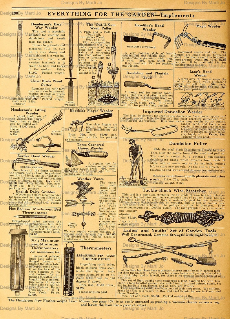 42 Vintage Printable Garden Tools Catalog JPG Pages Budget Etsy