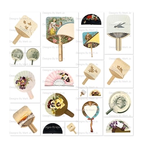 Fãs Vintage para Imprimir | Clipart de Fã Vintage | Download Instantâneo | Uso Comercial OK | VC100