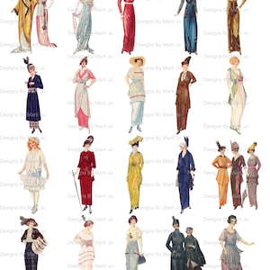 MASSIVE Vintage Fashion Images Super Bundle 160 Printable Antique Women's Fashion Images on 8 ...
