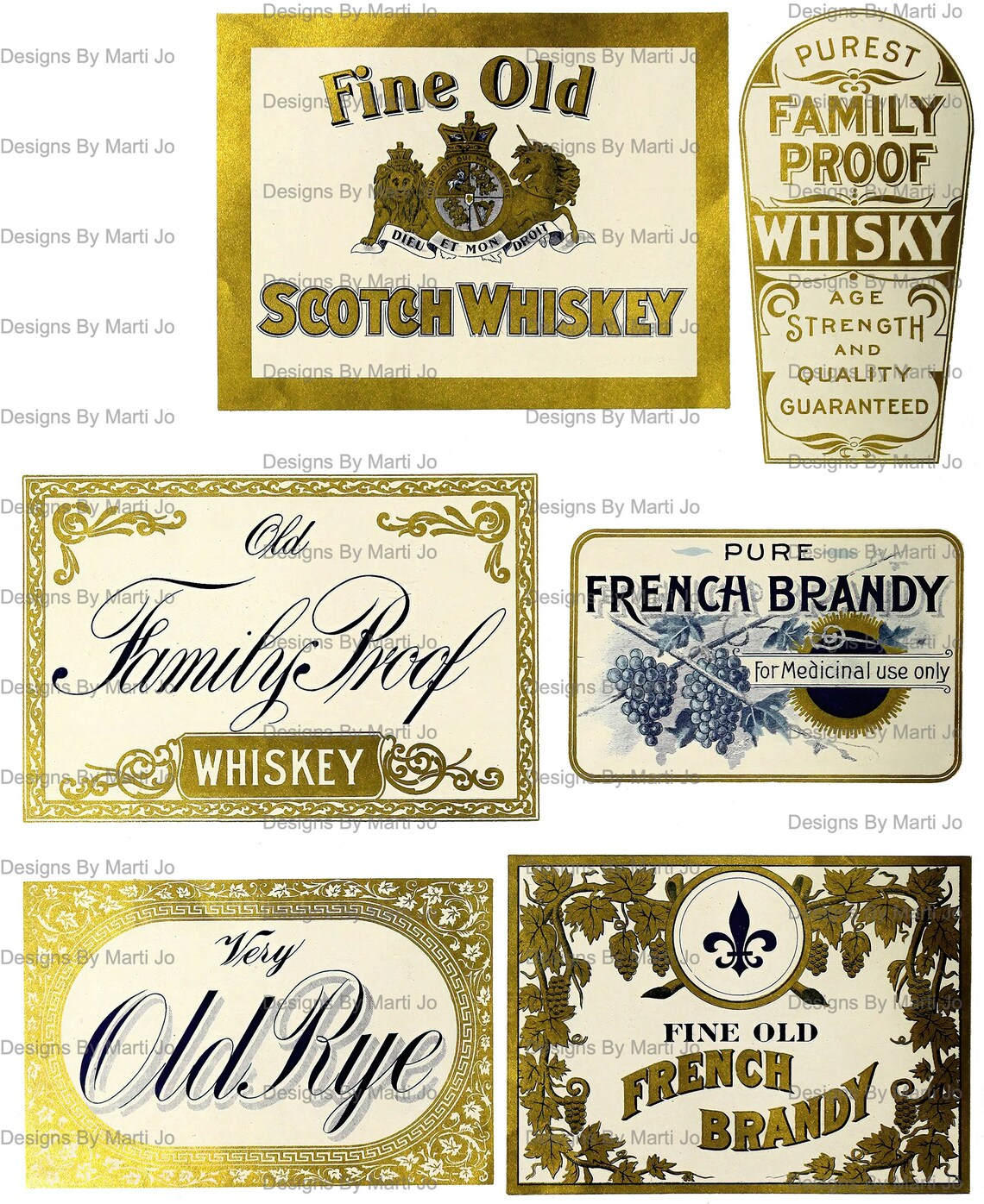 Vintage Alcohol Labels Clipart Printable Vintage Liquor | Etsy