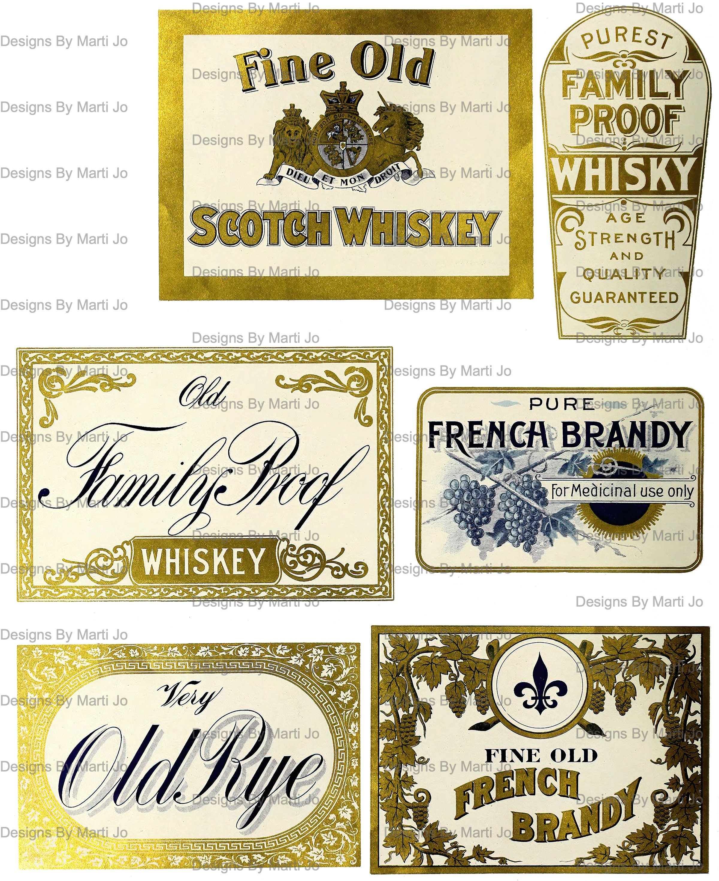 Vintage Alcohol Labels Clipart Printable Vintage Liquor | Etsy