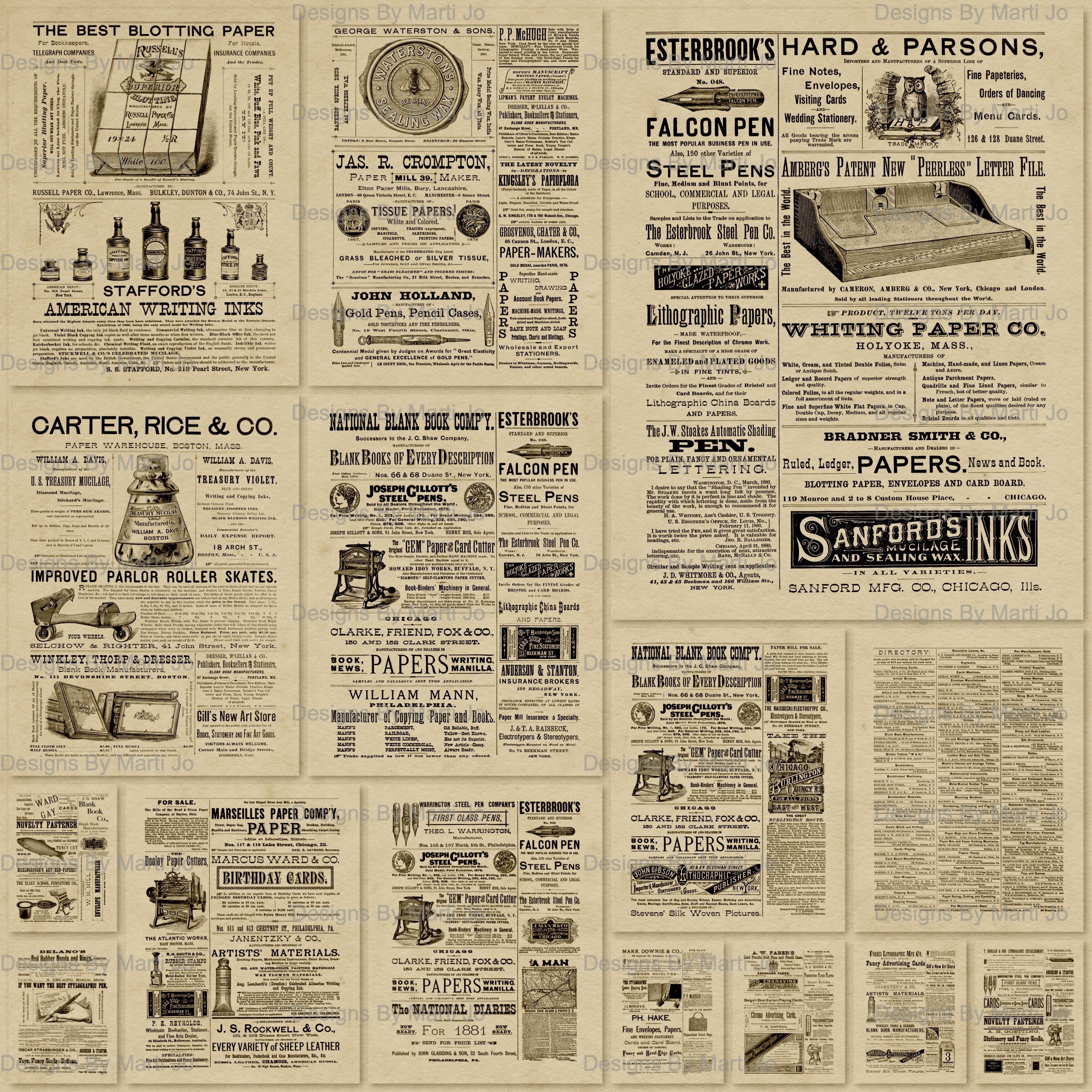 Vintage Ads Overlays | 15 Vintage Stationary Advertisements