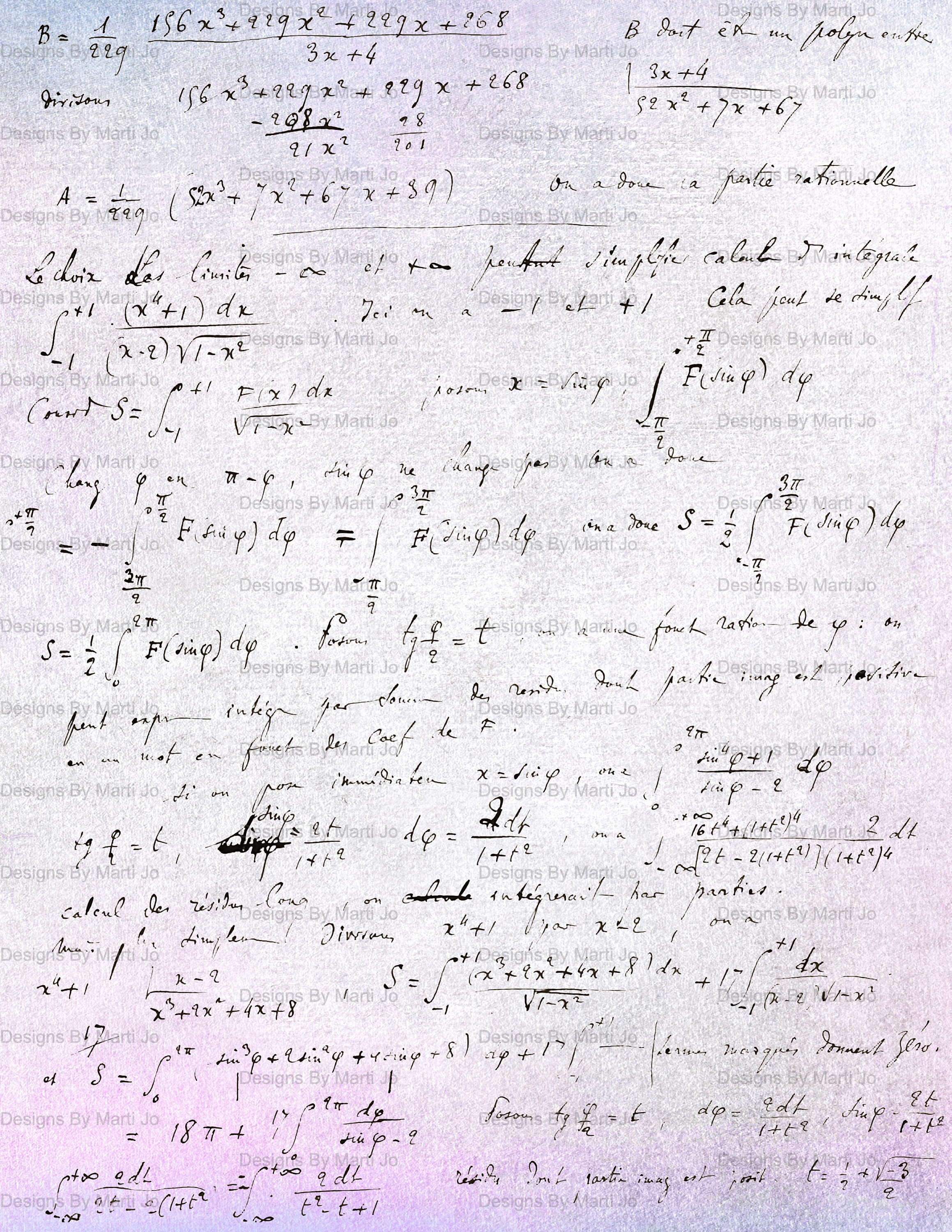Math Formulas French Vintage French Math Notes Overlays | 10 Mathematics Formulas Junk ...