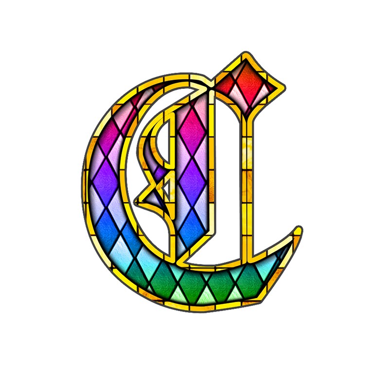 Stained Glass Old English Script Letters Distressed Letters Etsy