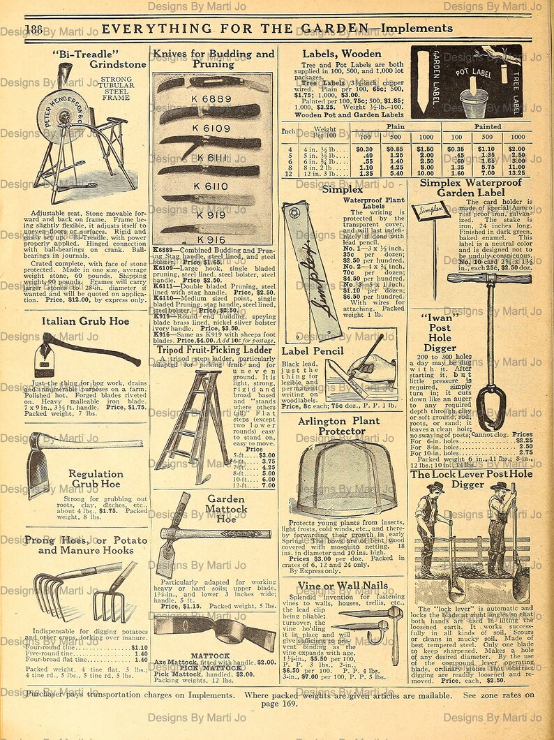 42 Vintage Printable Garden Tools Catalog JPG Pages Budget Etsy