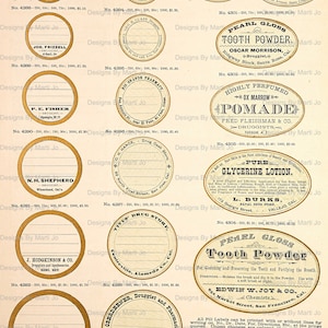 8 Vintage Apothecary Labels Sheets Printable Digital Old Pharmacy ...