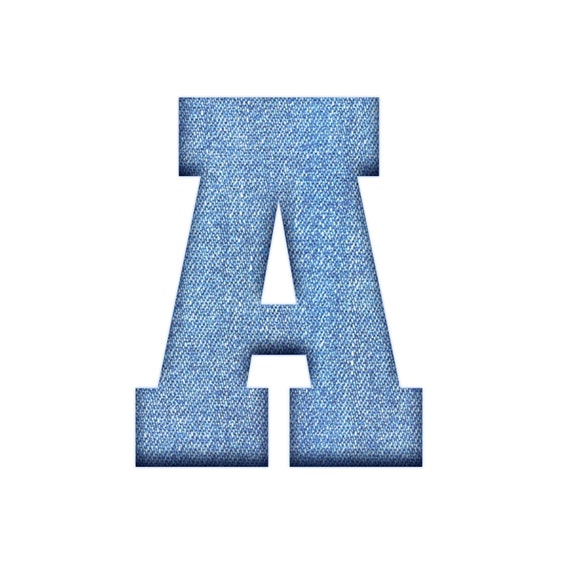 blue denim varsity letters digital clipart printable blue etsy