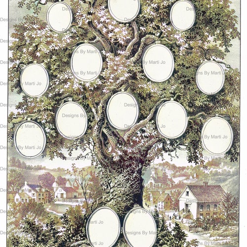Vintage Family Tree Template Antique Family Record Poster - Etsy