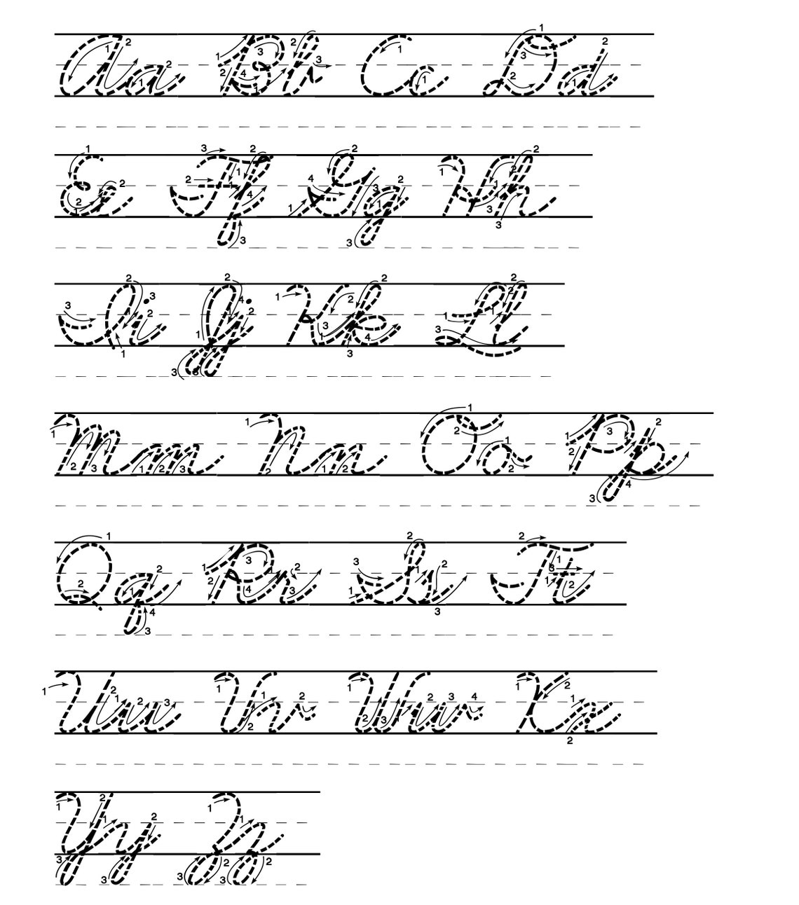Cursive Writing Practice Tracing Pages Printable Cursive - Etsy
