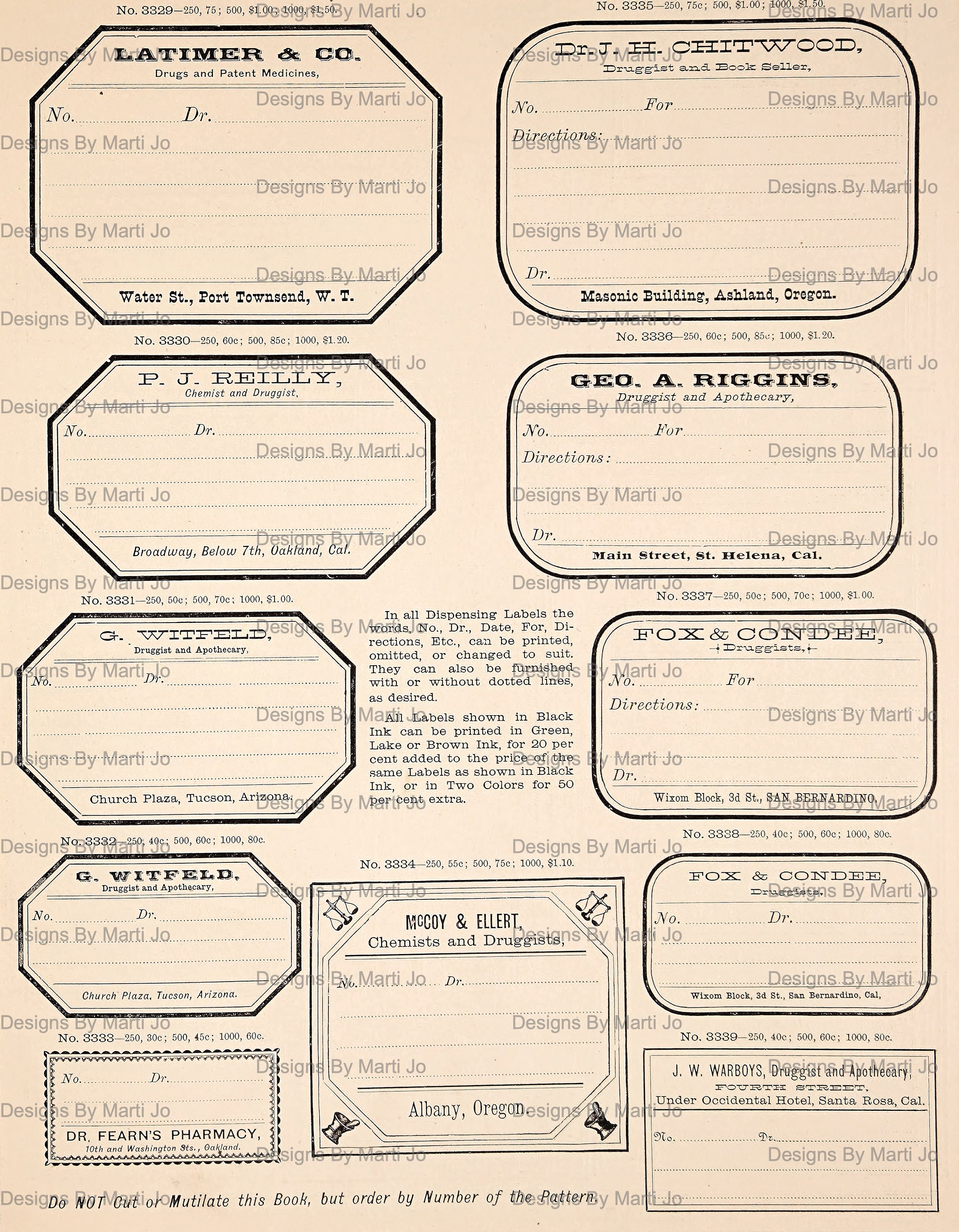 8 枚のビンテージ薬局ラベルシートセット 2 | 印刷可能な