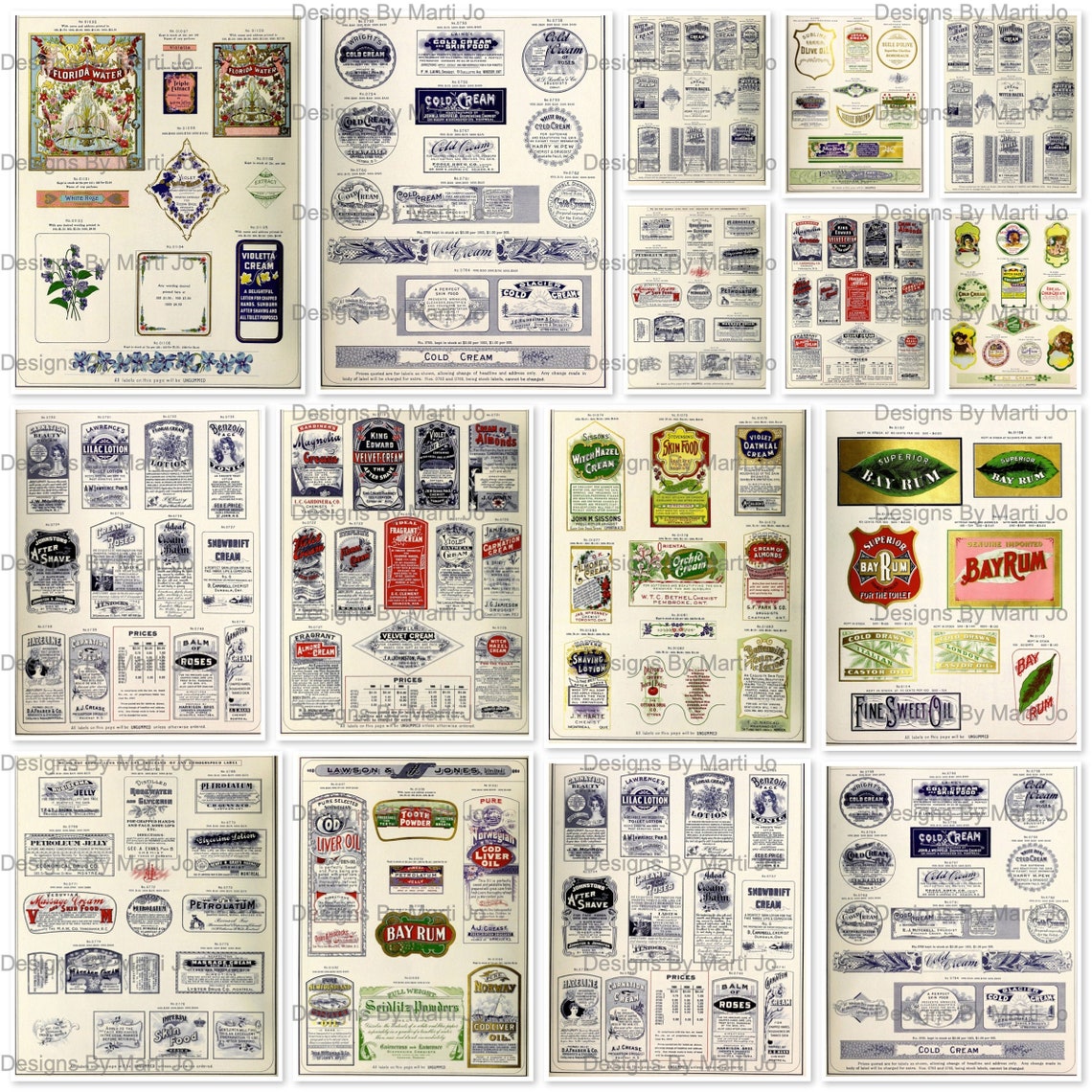11 Vintage Skin Care Label Sheets | Printable Antique Beauty Labels | Instant Download | Budget ...