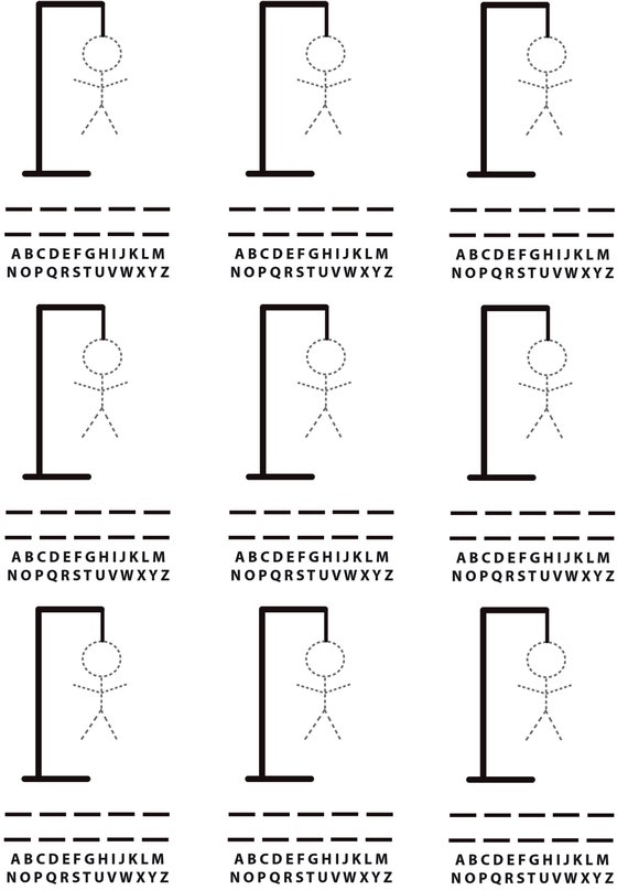 Printable Hangman Game Hangman Download Simple Games Etsy