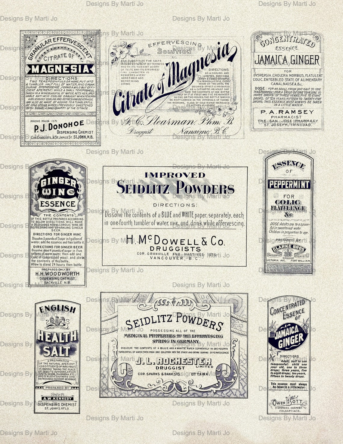 11 Vintage Apothecary Labels Transparent PNG Sheets | Printable Digital ...